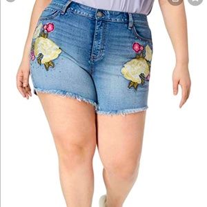 Embroidered studded denim high rise shorts Sunny Duos by William Rast